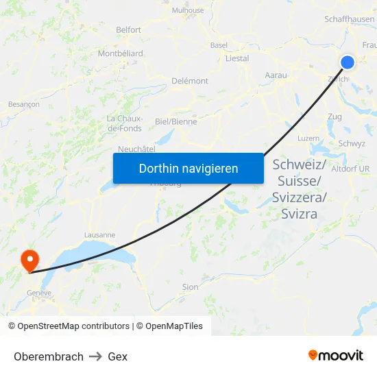 Oberembrach to Gex map
