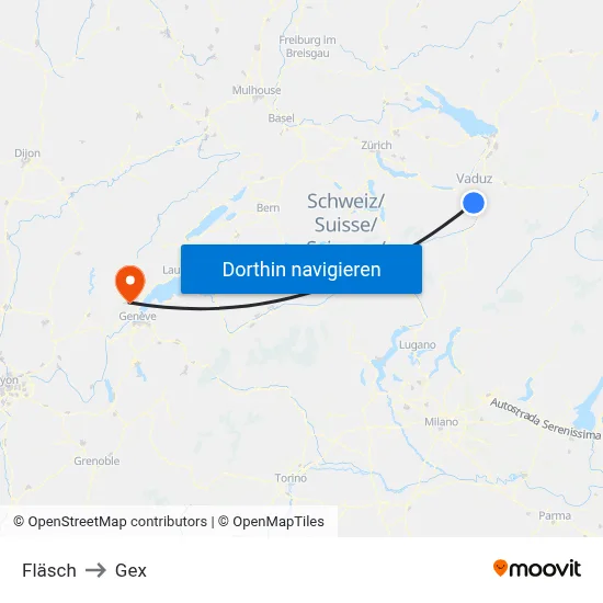 Fläsch to Gex map