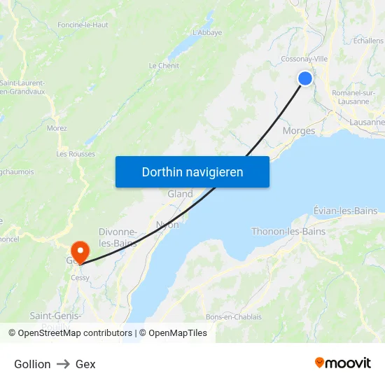 Gollion to Gex map