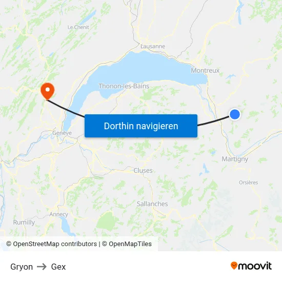 Gryon to Gex map