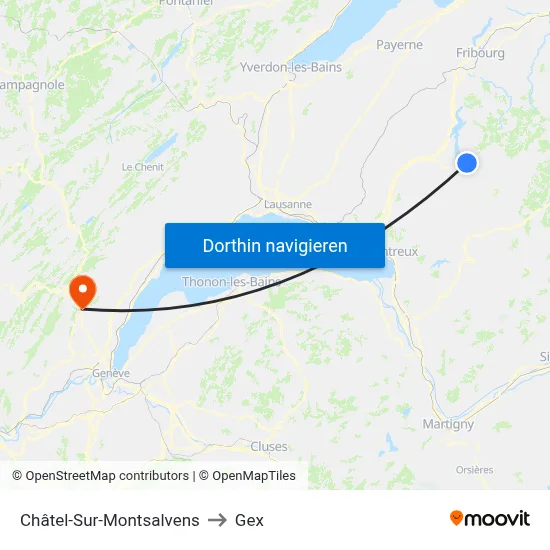 Châtel-Sur-Montsalvens to Gex map