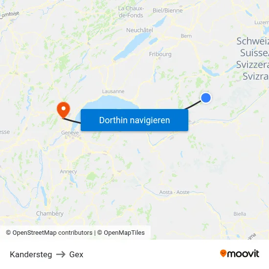 Kandersteg to Gex map