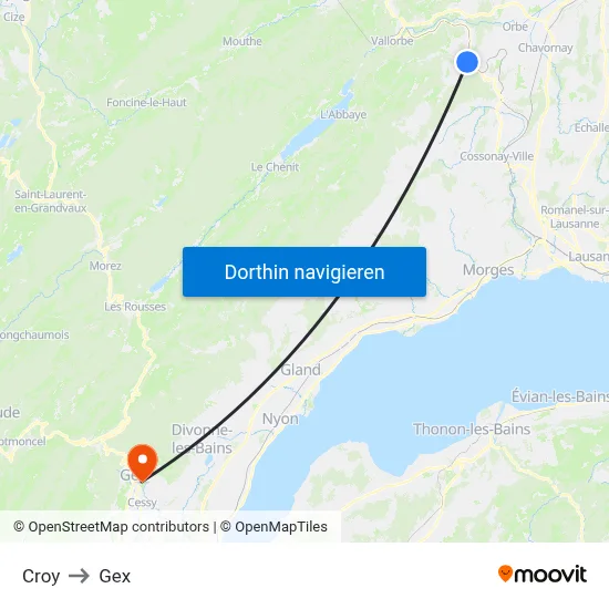 Croy to Gex map