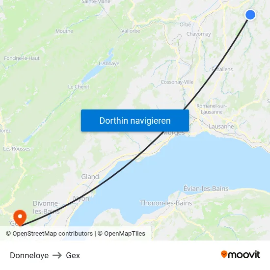 Donneloye to Gex map