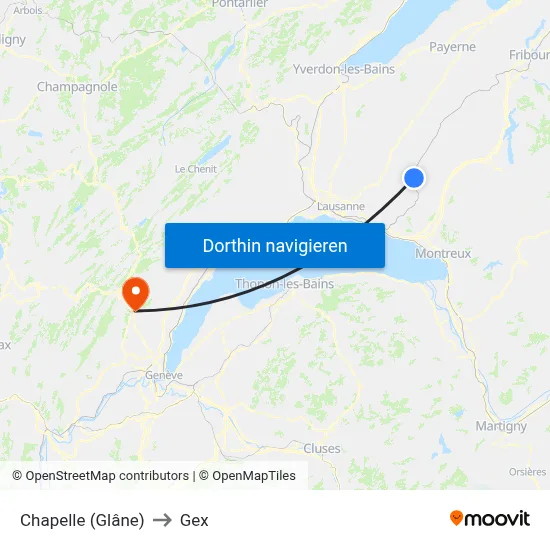Chapelle (Glâne) to Gex map