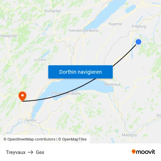 Treyvaux to Gex map