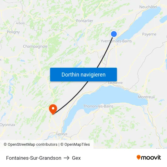 Fontaines-Sur-Grandson to Gex map