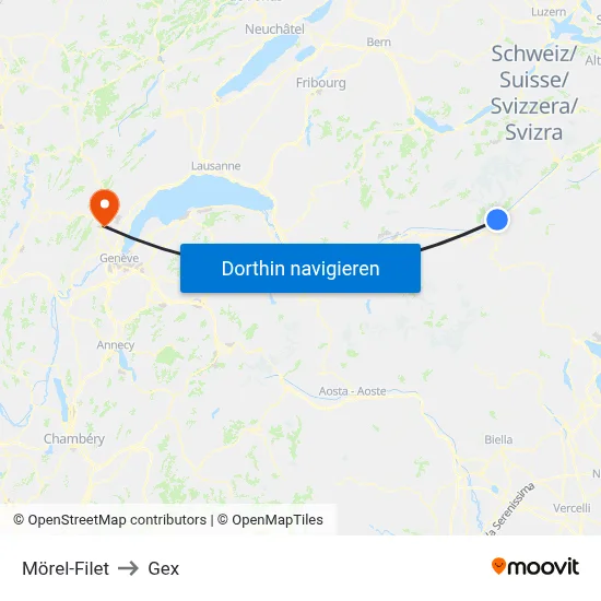 Mörel-Filet to Gex map
