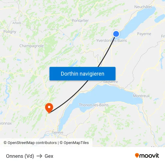 Onnens (Vd) to Gex map