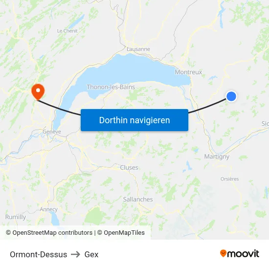 Ormont-Dessus to Gex map