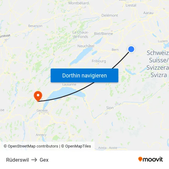 Rüderswil to Gex map
