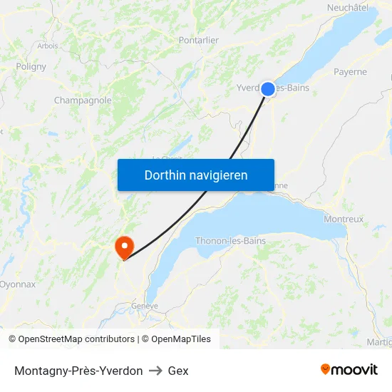 Montagny-Près-Yverdon to Gex map