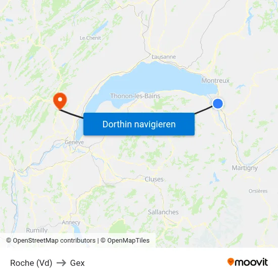 Roche (Vd) to Gex map