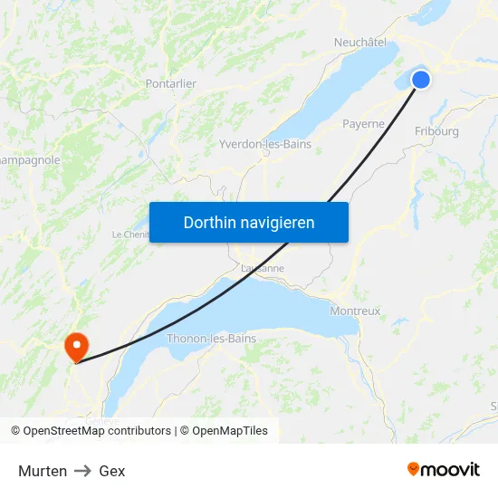 Murten to Gex map