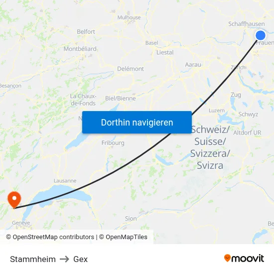 Stammheim to Gex map