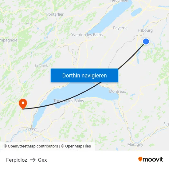 Ferpicloz to Gex map