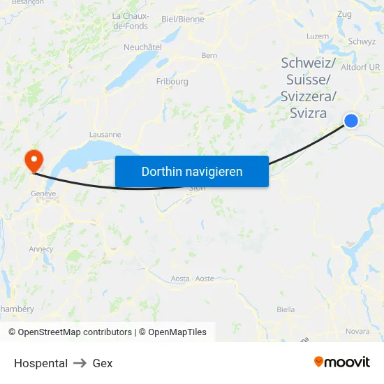 Hospental to Gex map