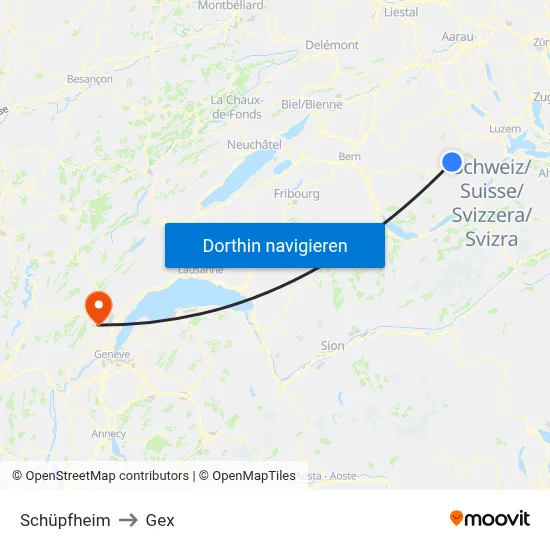 Schüpfheim to Gex map