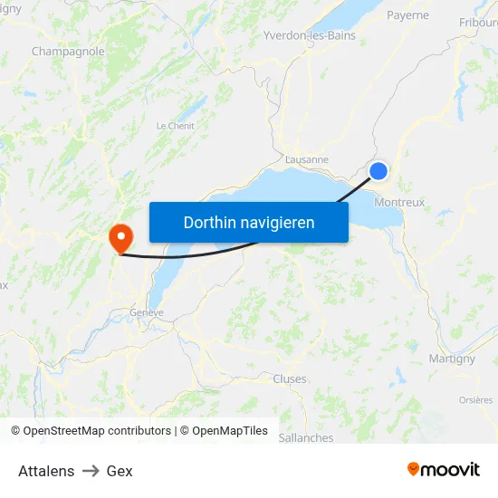 Attalens to Gex map