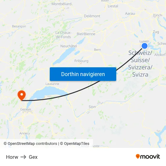 Horw to Gex map