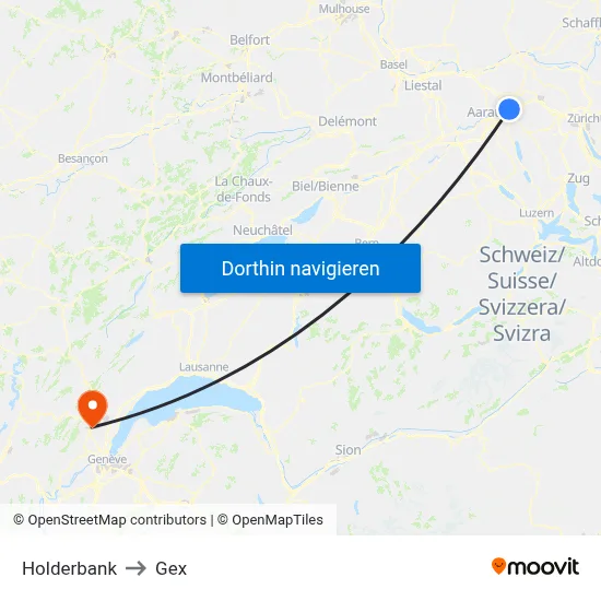 Holderbank to Gex map