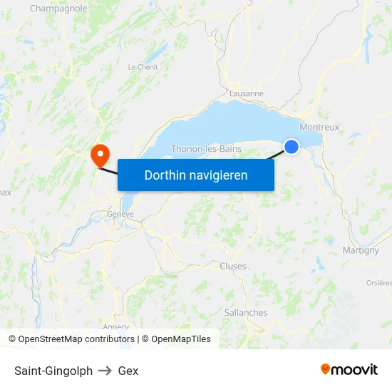 Saint-Gingolph to Gex map