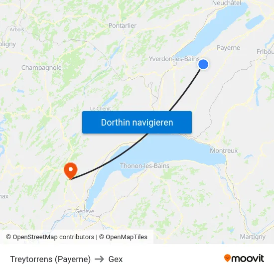 Treytorrens (Payerne) to Gex map