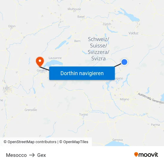 Mesocco to Gex map