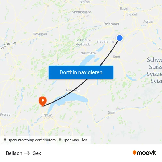 Bellach to Gex map