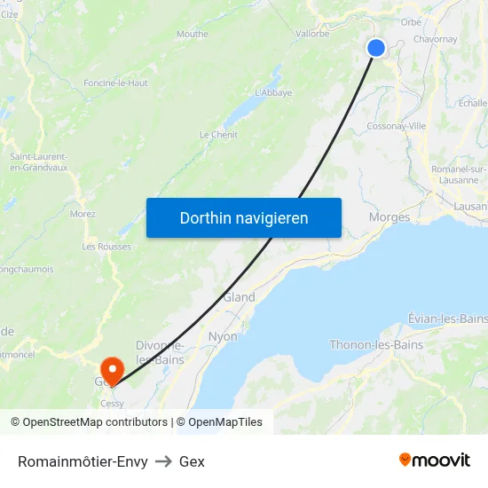 Romainmôtier-Envy to Gex map