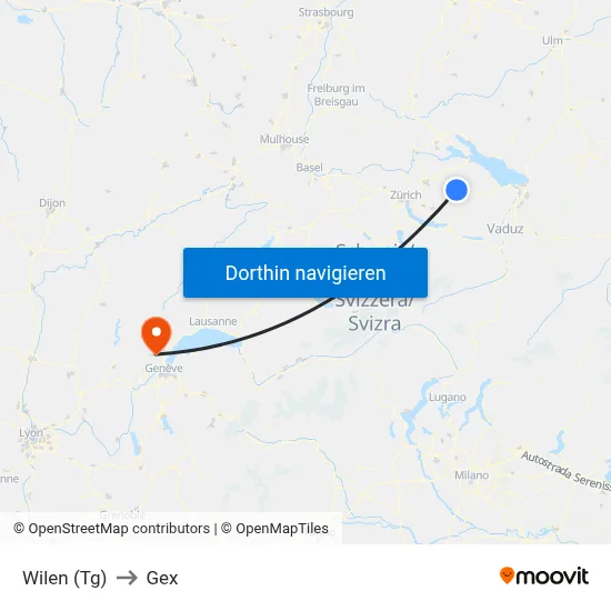 Wilen (Tg) to Gex map