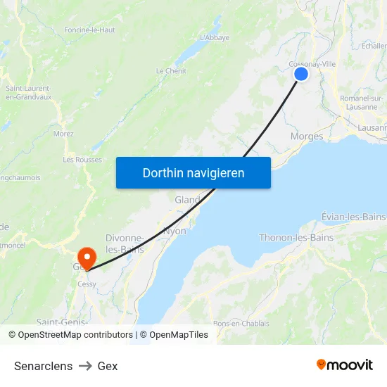 Senarclens to Gex map