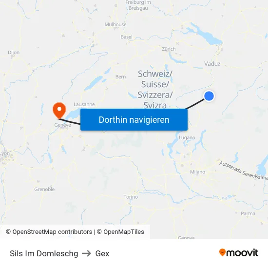 Sils Im Domleschg to Gex map