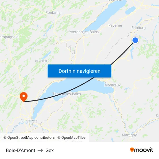 Bois-D’Amont to Gex map