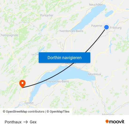 Ponthaux to Gex map
