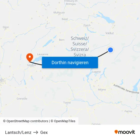 Lantsch/Lenz to Gex map