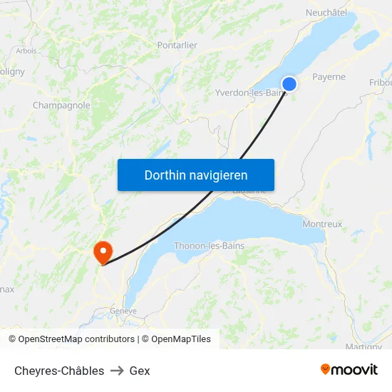 Cheyres-Châbles to Gex map