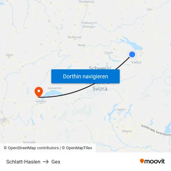 Schlatt-Haslen to Gex map
