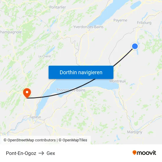 Pont-En-Ogoz to Gex map