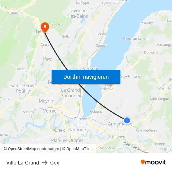 Ville-La-Grand to Gex map