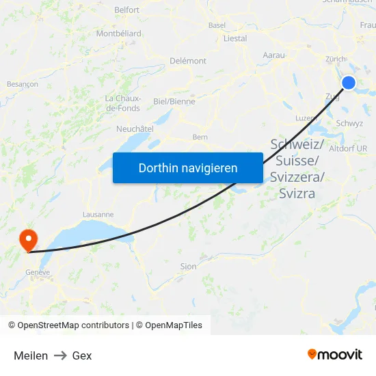 Meilen to Gex map