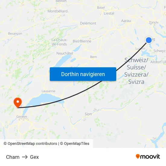 Cham to Gex map