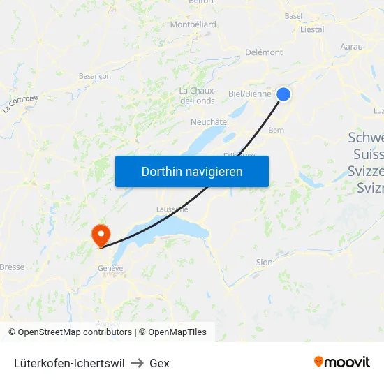 Lüterkofen-Ichertswil to Gex map