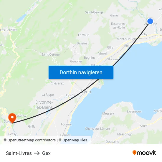 Saint-Livres to Gex map
