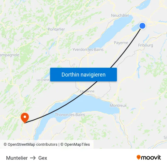 Muntelier to Gex map