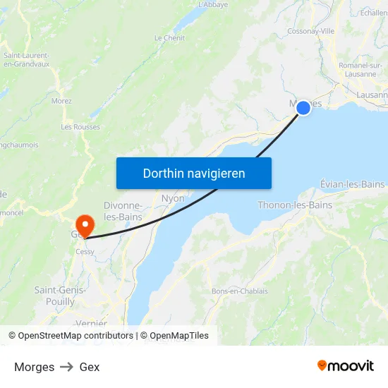 Morges to Gex map