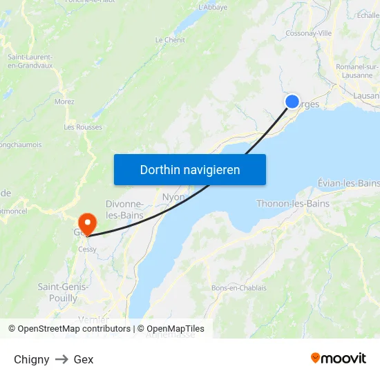 Chigny to Gex map