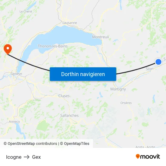 Icogne to Gex map