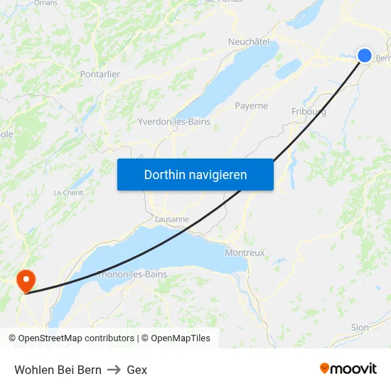 Wohlen Bei Bern to Gex map