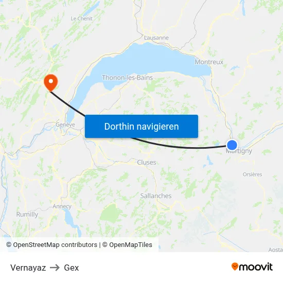 Vernayaz to Gex map